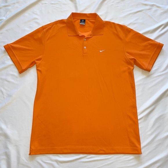 Vintage Nike Golf Dri-Fit Tiger Woods Orange Athletic Polo Shirt - Picture 1 of 4